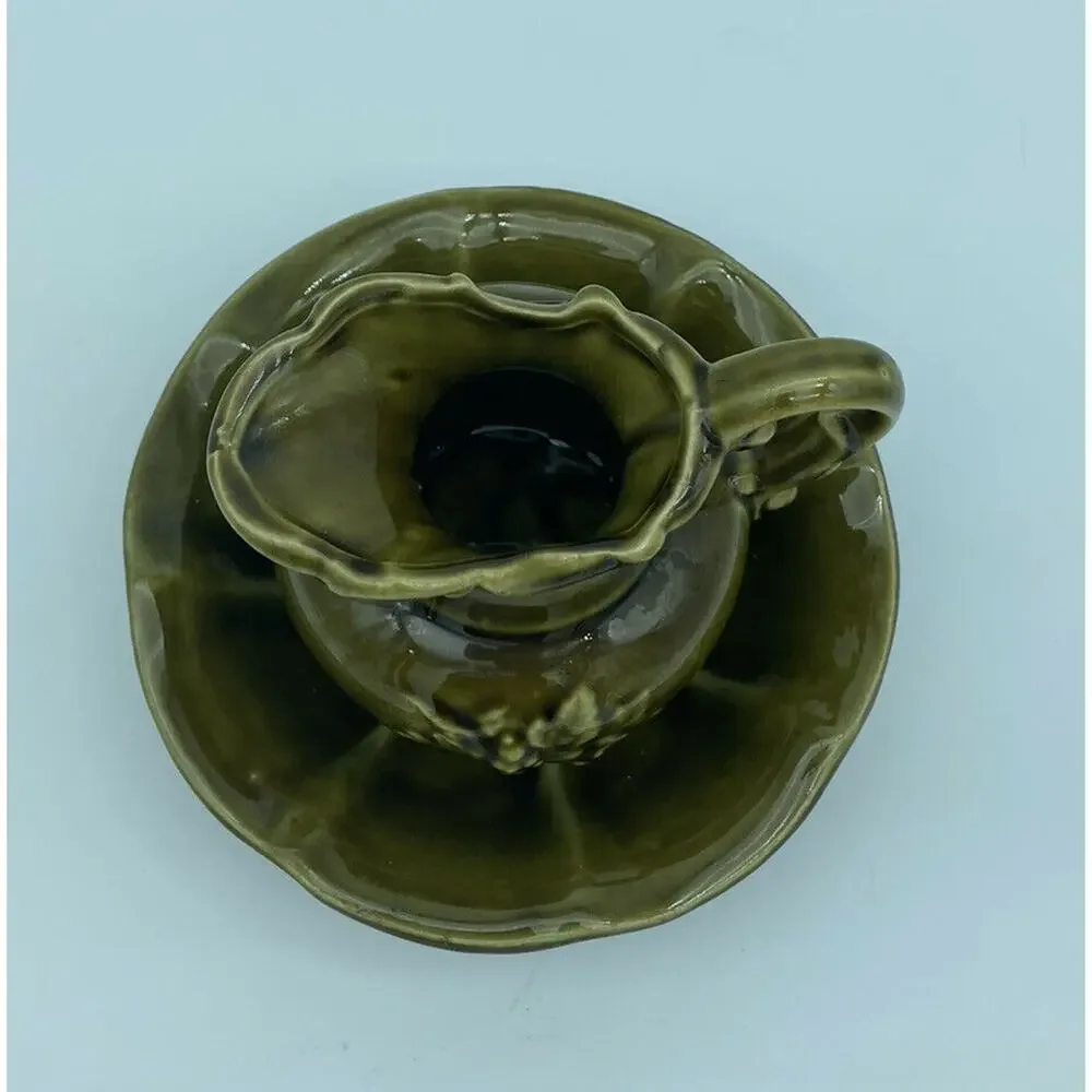Vintage McCoy Pottery Avocado Green Pitcher Bowl Basin Set